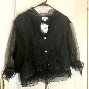 NWT black lace button up
